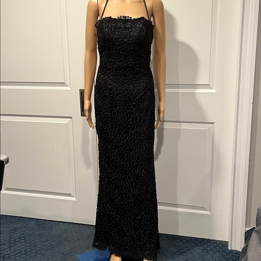 Vintage Jovani Black Lace Maxi Dress